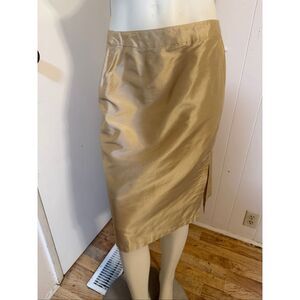 Blunauta Italy Vintage Champagne Silk Straight Skirt Sz M-44